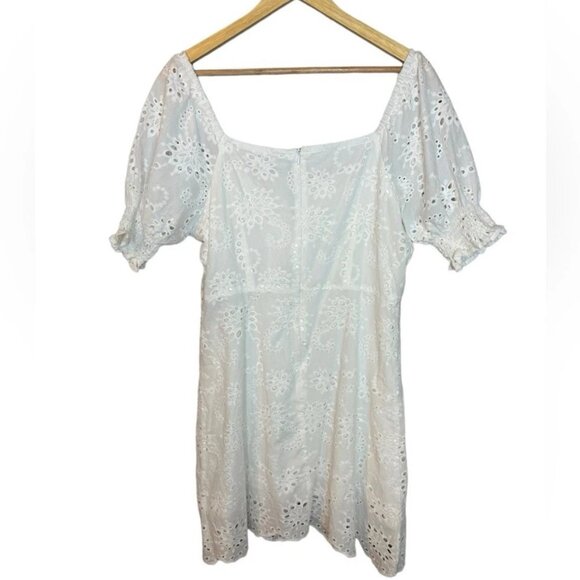 7 FOR ALL MANKIND White Eyelet Lace Short Puff Sleeve Mini Babydoll Dres… - Picture 7 of 7